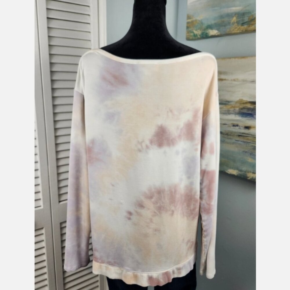Loft Tie Dye Long Sleeve Tee M Boat Neck Relaxed Fit Loungewear - Picture 7 of 10